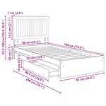 vidaXL Lit de Rangement avec tiroir Noir 90 x 190 cm Bois d'ingénierie