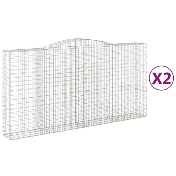 vidaXL Paniers à gabions arqués 2 Pièces 400x50x200/220 cm Fer galvanisé