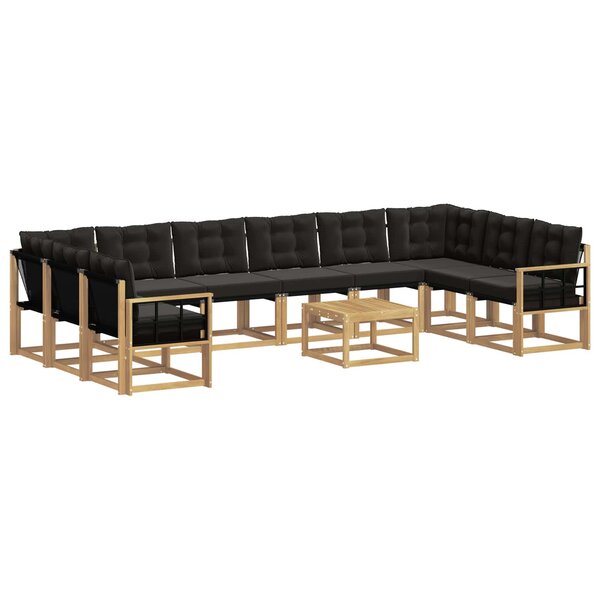 vidaXL Ensemble de canapés d'extérieur 11 pc Blanc et noir