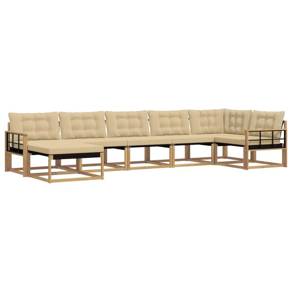 vidaXL Ensemble de canapés d'extérieur 7 pc Blanc et Beige