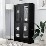 vidaXL Armoire à vitrine Noir 82 5x30 5x150 cm Bois d'ingénierie