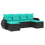 vidaXL Salon de jardin 6 Pièces avec coussins noir résine tressée