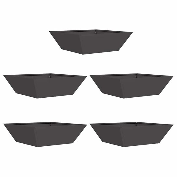 vidaXL Bols de jardin   lot de 5 jardinières noires  50x50x15 cm en acier.