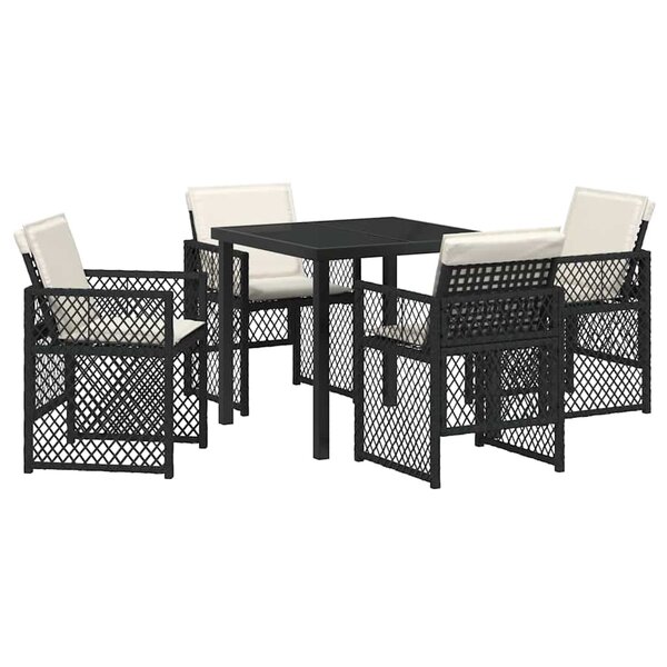 vidaXL Ensemble de salle à manger pour jardin 5 Pièces Noir polyrotin