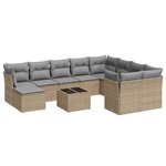 vidaXL Salon de jardin 11 Pièces avec coussins beige résine tressée