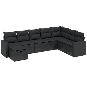 vidaXL Salon de jardin 8 Pièces avec coussins noir résine tressée