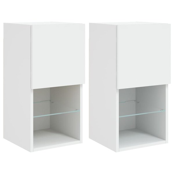 vidaXL Meubles TV avec lumières LED 2 Pièces blanc 30 5x30x60 cm