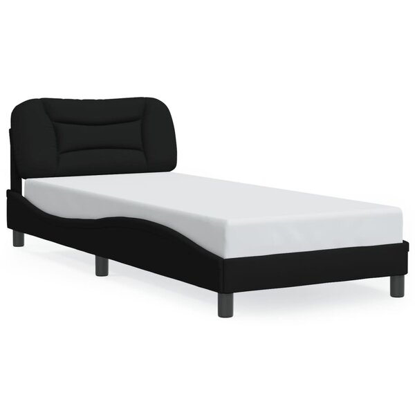 vidaXL Cadre de lit avec LED sans matelas noir 80x200 cm tissu