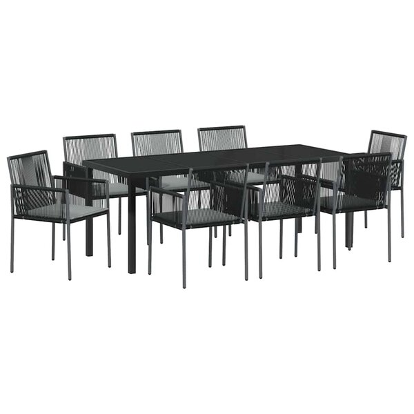 vidaXL Ensemble de salle à manger pour jardin 9 pc Noir Rotin PE