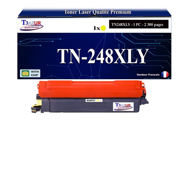 T3AZUR -Toner compatible avec Brother TN248 XL pour Brother HL-L3215CW HL-L3220CW HL-L3220CWE HL-L3240CDW HL-L8230CDW HL-L8240CDW - Jaune