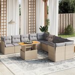 vidaXL Salon de jardin 11 Pièces avec coussins beige résine tressée
