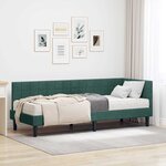 vidaXL Cadre de lit d'angle avec matelas 2 Pièces Vert Velours