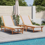 vidaXL Chaises longues lot de 2 table gris bois d'acacia et textilène