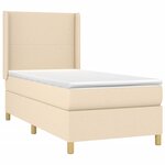 vidaXL Sommier à lattes de lit matelas et LED Crème 90x190 cm Tissu