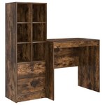 vidaXL Bureau avec tiroir avec étagère avec stockage 2 Pièces Chêne fumé