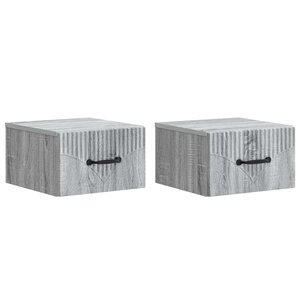 vidaXL Cabinet de chevet mural 2 Pièces Sonoma gris 34 5 x 33 x 20 cm