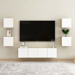 vidaXL Meubles TV muraux 4 Pièces Blanc et chêne sonoma 30 5x30x30 cm