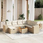vidaXL Salon de jardin avec coussins 8 Pièces beige résine tressée