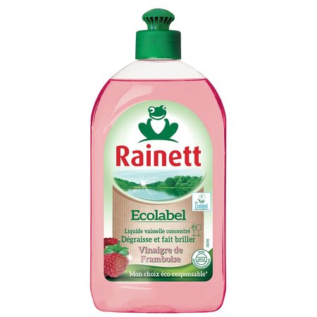 Rainett Ecolabel Liquide Vaisselle Concentré au Vinaigre de Framboise 500ml (lot de 8)