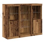 Meuble de rangement vidaXL avec lumières LED vieux bois 123x37x100 cm bois d'ingénierie