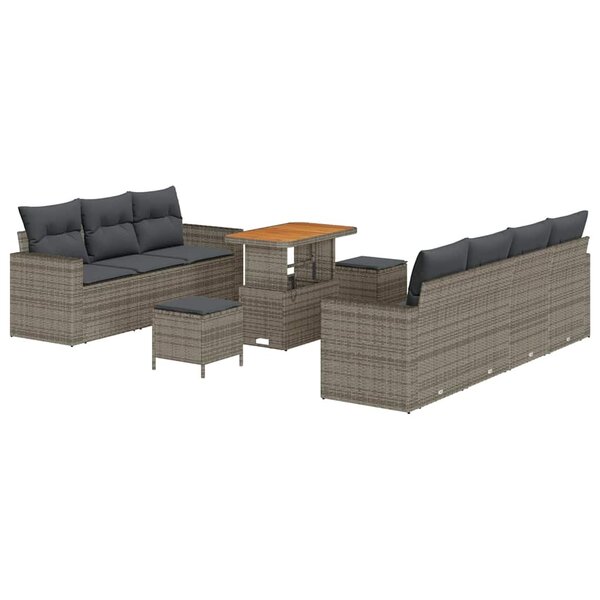 vidaXL Ensemble de canapé de jardin 10 Pièces Gris polyrotin