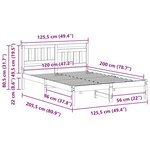 vidaXL Cadre de lit Marron cire 120 x 200 cm Bois massif en pin