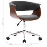 vidaXL Chaise pivotante de bureau Gris Bois courbé et tissu
