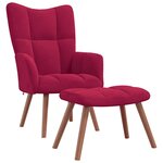 vidaXL Chaise de relaxation avec repose-pied Rouge bordeaux Velours