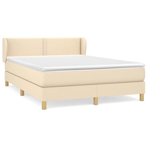 vidaXL Sommier à lattes de lit avec matelas Crème 140x200 cm Tissu