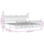 vidaXL Cadre de lit métal sans matelas avec pied de lit noir 183x213cm