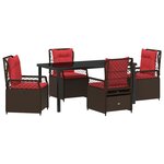 vidaXL Set de jardin 5 pièces Marron Rattan Poly
