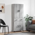 vidaXL Buffet haut Sonoma gris 69 5x34x180 cm Bois d'ingénierie