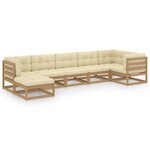 vidaXL Salon de jardin 7 Pièces avec coussins Bois de pin massif