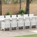 Ensemble de salle à manger jardin 17 pièces avec coussins en rotin blanc