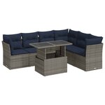 vidaXL Salon de jardin avec coussins 7 Pièces noir résine tressée acacia