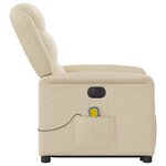 vidaXL Fauteuil inclinable de massage électrique Crème Tissu