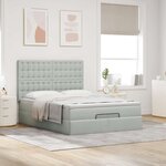 vidaXL Cadre de lit ottoman et matelas gris clair 140x190 velours