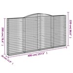 vidaXL Paniers à gabions arqués 2 Pièces 400x30x200/220 cm Fer galvanisé