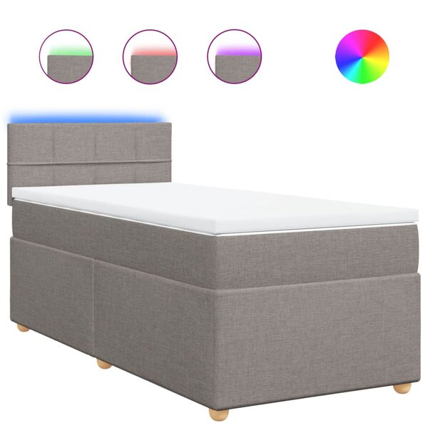 vidaXL Sommier à lattes de lit avec matelas Taupe 90x200 cm Tissu