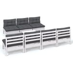 vidaXL Salon de jardin 8 Pièces avec coussins anthracite Bois de pin