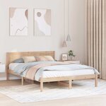 vidaXL Cadre de lit Marron 140 x 200 cm Bois de pin massif