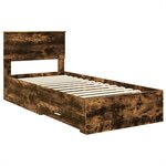 vidaXL Cadre de lit Chêne fumé 90 x 190 cm Bois d'ingénierie