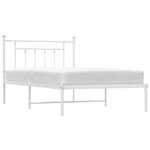 vidaXL Cadre de lit métal avec tête de lit blanc 107x203 cm