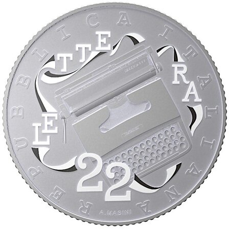 Pièce de monnaie 5 euro Italie 2020 argent BU – Olivetti Lettera 22 (blanche)