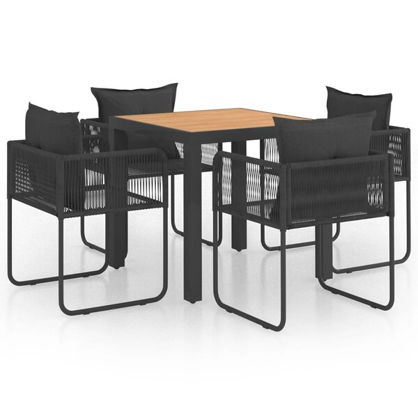 vidaXL Salon de jardin 5 Pièces PVC Résine tressée Noir et marron