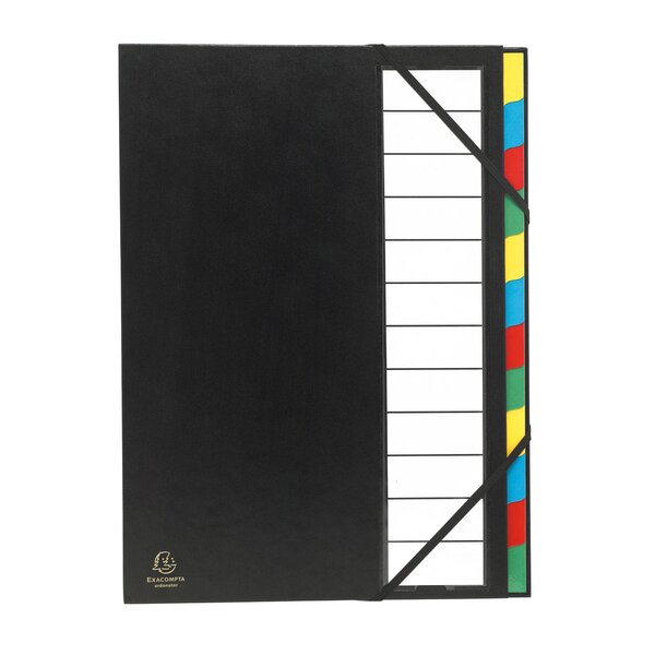 Trieur Rigide Ordonator Dos Extensible 12 Compartiments - Noir - X 6 - Exacompta