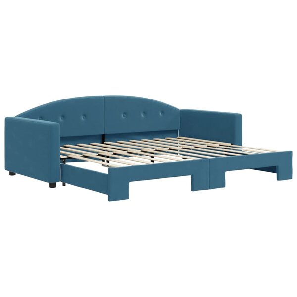 vidaXL Lit de jour avec lit gigogne bleu 90x200 cm velours