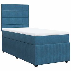 vidaXL Sommier à lattes de lit avec matelas Bleu foncé 90x200 cm