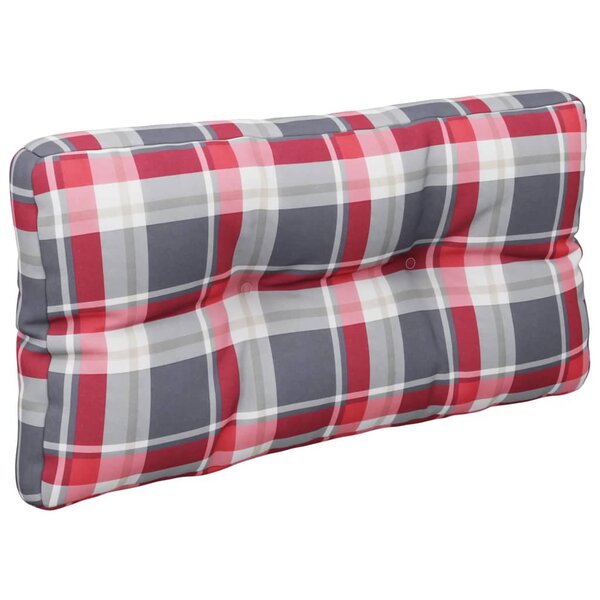 vidaXL Coussin de palette motif à carreaux rouge 70x40x12 cm tissu