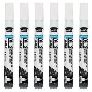 Marqueur Acrylique Setacolor Spécial Cuir Mat Satiné Extra Fine Blanc Pur x 6 PÉBÉO